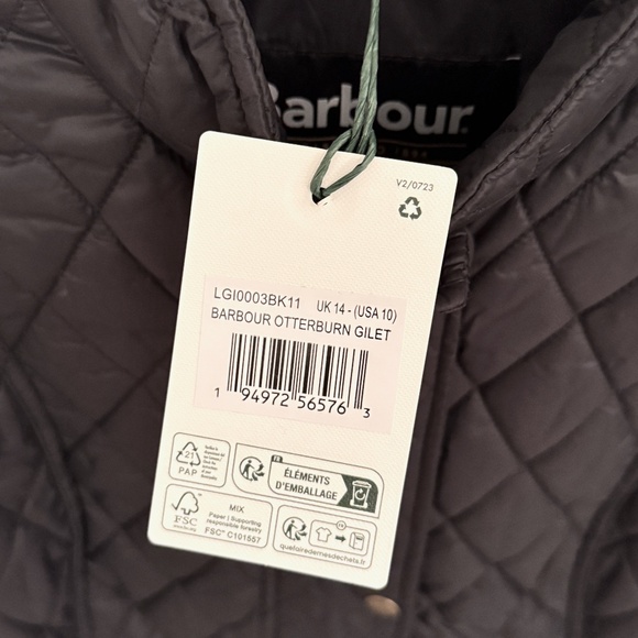 Barbour Otterburn Gile Black Quilted Vest - Size 10 Medium - New with Tag - Picture 3 of 6